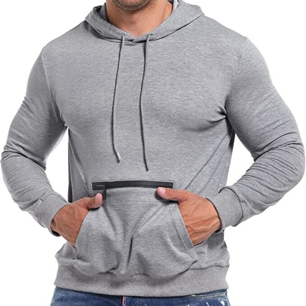 Men's Fashion Hoodies Long Sleeve Summer Grey Size S